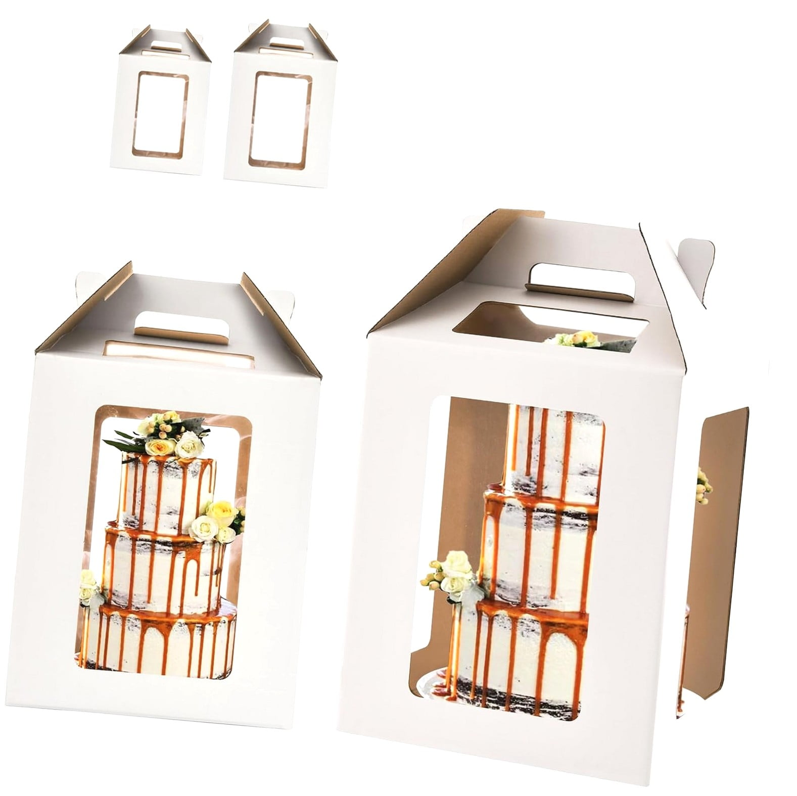 Highcool Tall Cake Box with 6 Layers, 10x10x12 12x12x14 Large Tiered ...