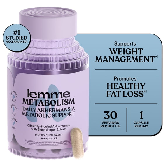 Lemme Metabolism Capsules, Clinically-Studied Akkermansia MucT® with Chromium & Black Ginger Extract to Support Metabolic Health, Gut Barrier Integrity, 30 Count