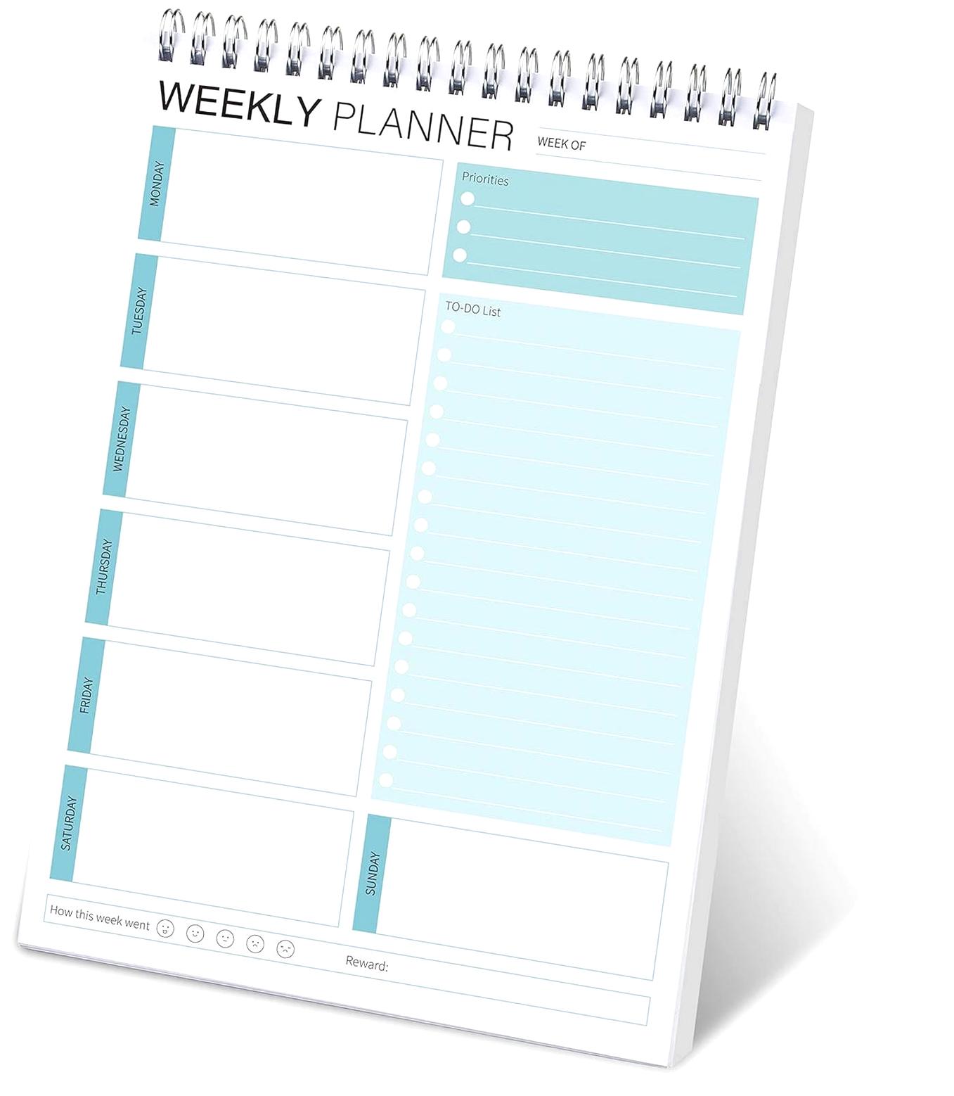 Highcool Weekly Planner Notepad, Spiral To-Do List Undated Planning Pad ...