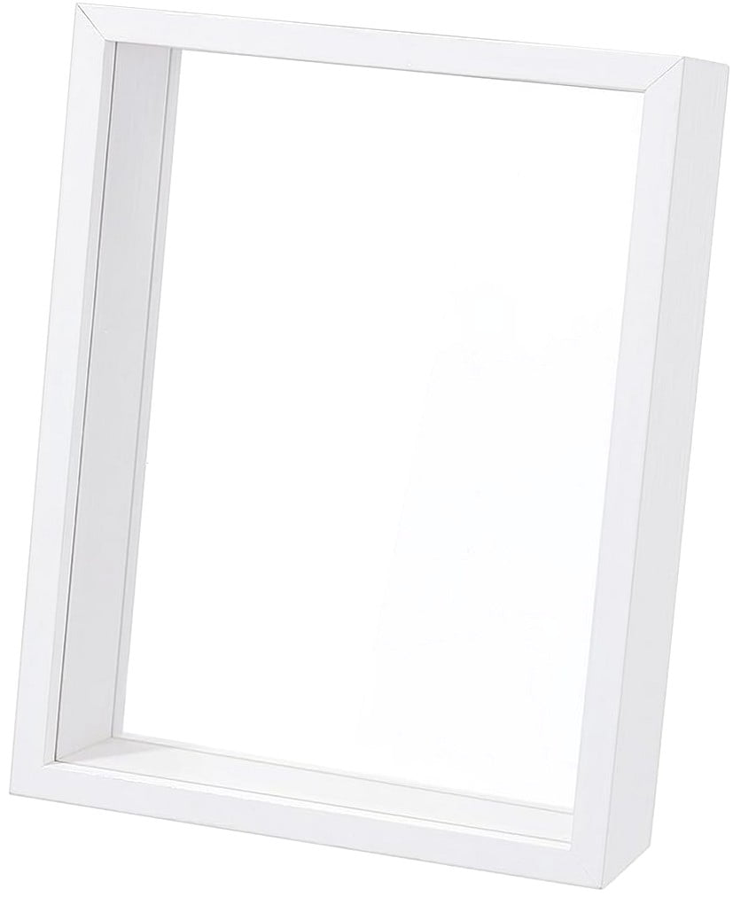 Highcool White Wooden Rectangle Shadow Box Display Case with Double ...