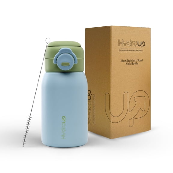 HYDROUP Kids Water Bottle 16oz – Stainless Steel Vacuum Insulated, Leakproof with 2-in1 Straw & Chug Lid, BPA-Free, Durable for School and Sports