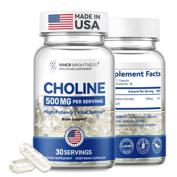 Prenatal Choline Supplements, Liquid Capsules for Focus, Memory, and Energy, 500mg Pure VitaCholine®, Supports Baby’s Cognitive Development in Pregnancy, 30 Day Supply, Made in the USA