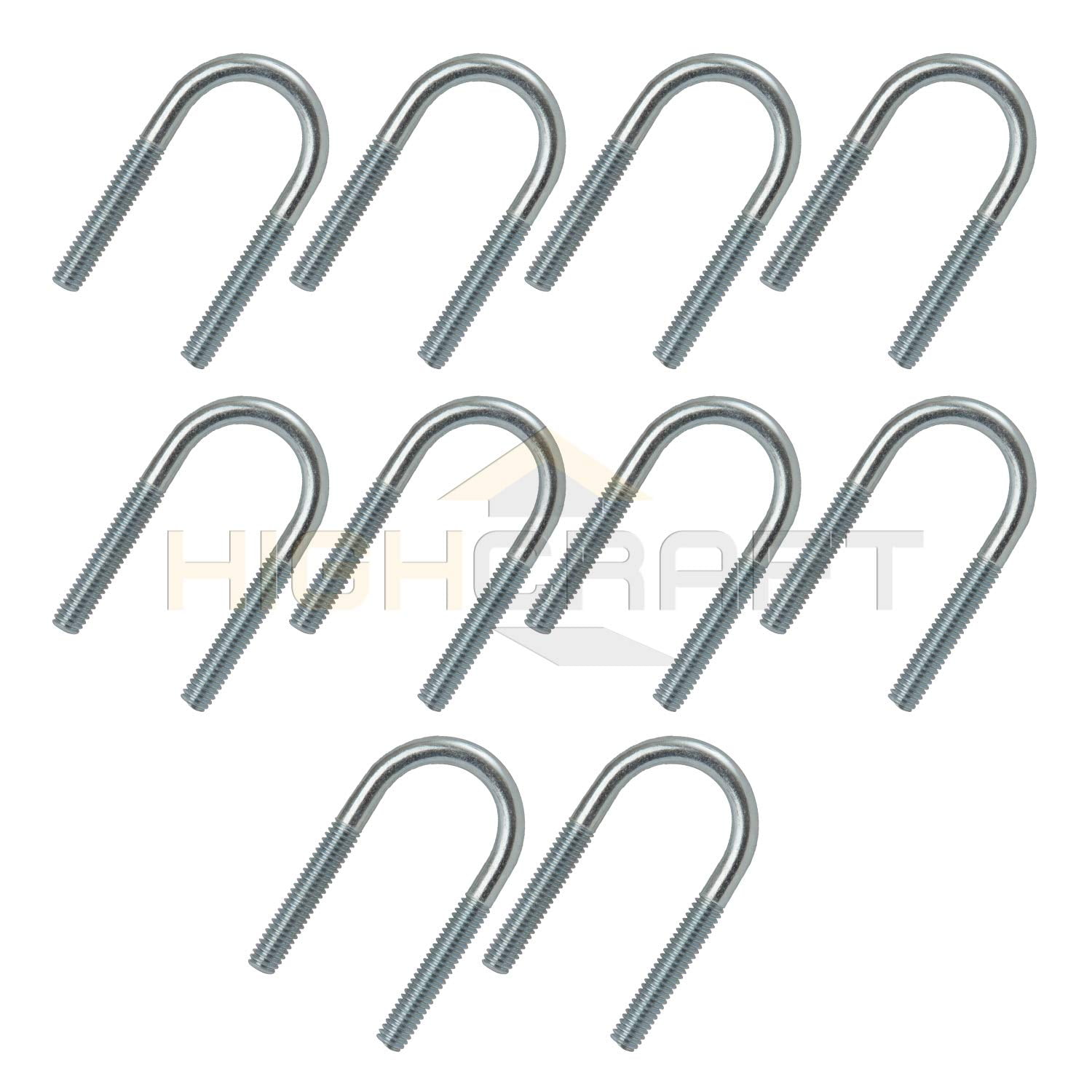 Highcraft 1-1/4 in. Light Duty Galvanized Steel U-Bolt Pipe Clamp with Hex Nuts (10-Pack)