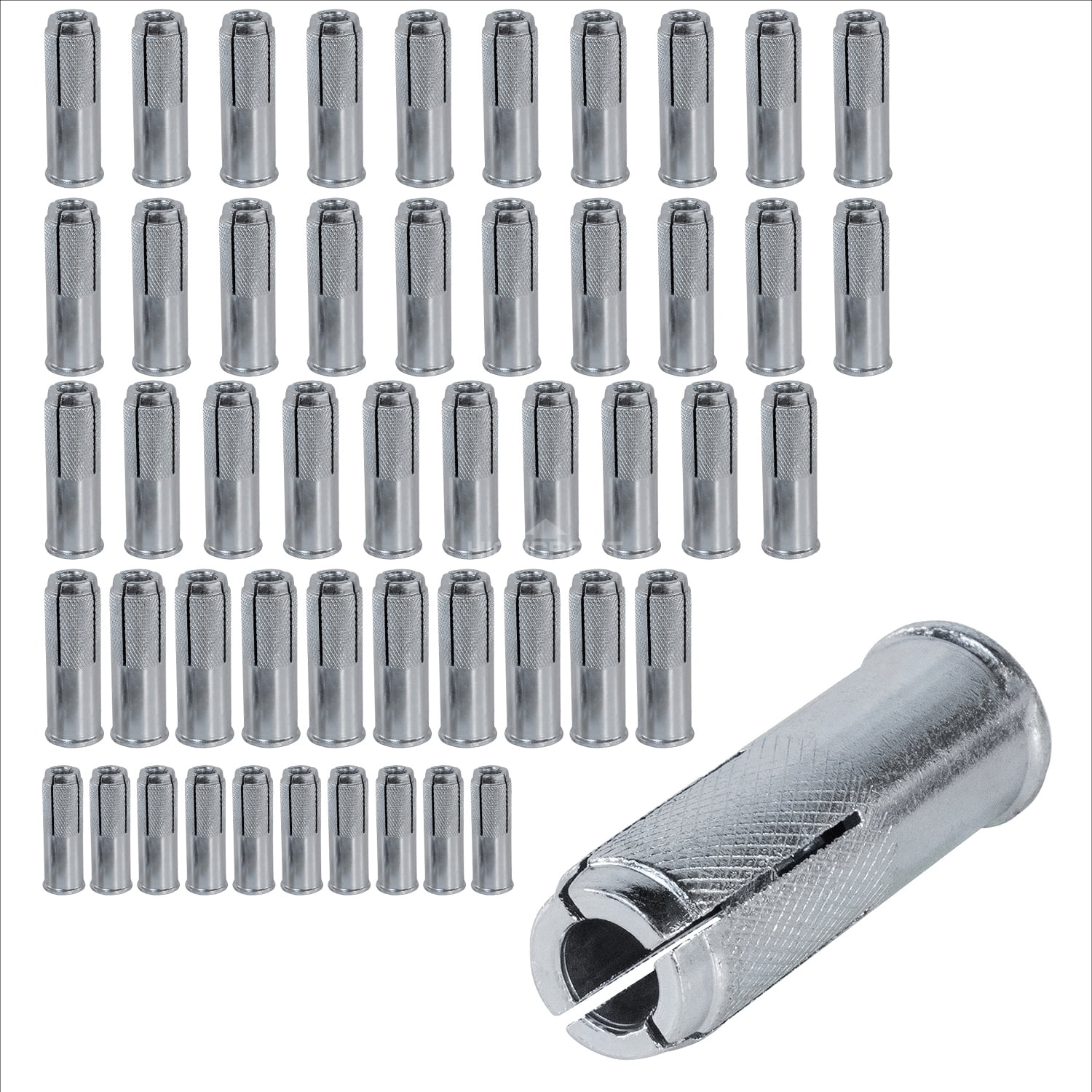 Highcraft 1/2" DropIn Anchors Zinc Plated Steel, Knurled, 50 Pk