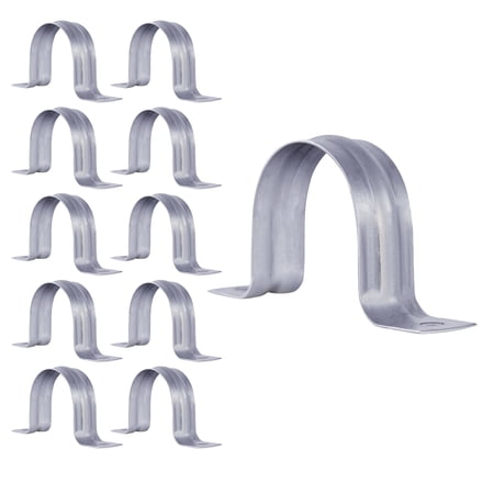 Highcraft 2-Hole Pipe Strap U Bracket, 6", Galvanized Steel-10 Pack