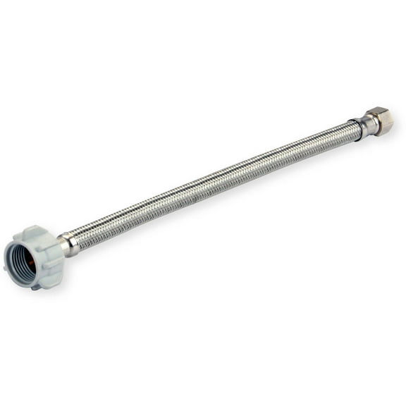 Highcraft 27612-NL Long Stainless Steel Lead Free Braided Flexible Supply Line Delta Type with 3/8" MIP and 3/8" FIP Compression Connections, 12"