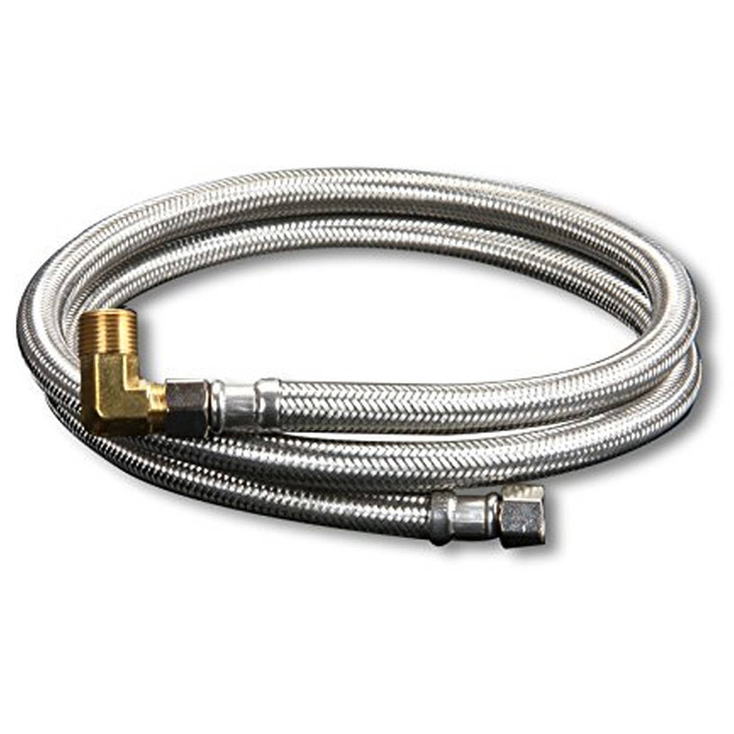 Highcraft 27760PR-NL Premium Lead Free Braided Stainless Steel Premium Dishwasher Connector Hose with PVC Inner Tube, 3/8" Compression Connections and Brass Elbow, 60"