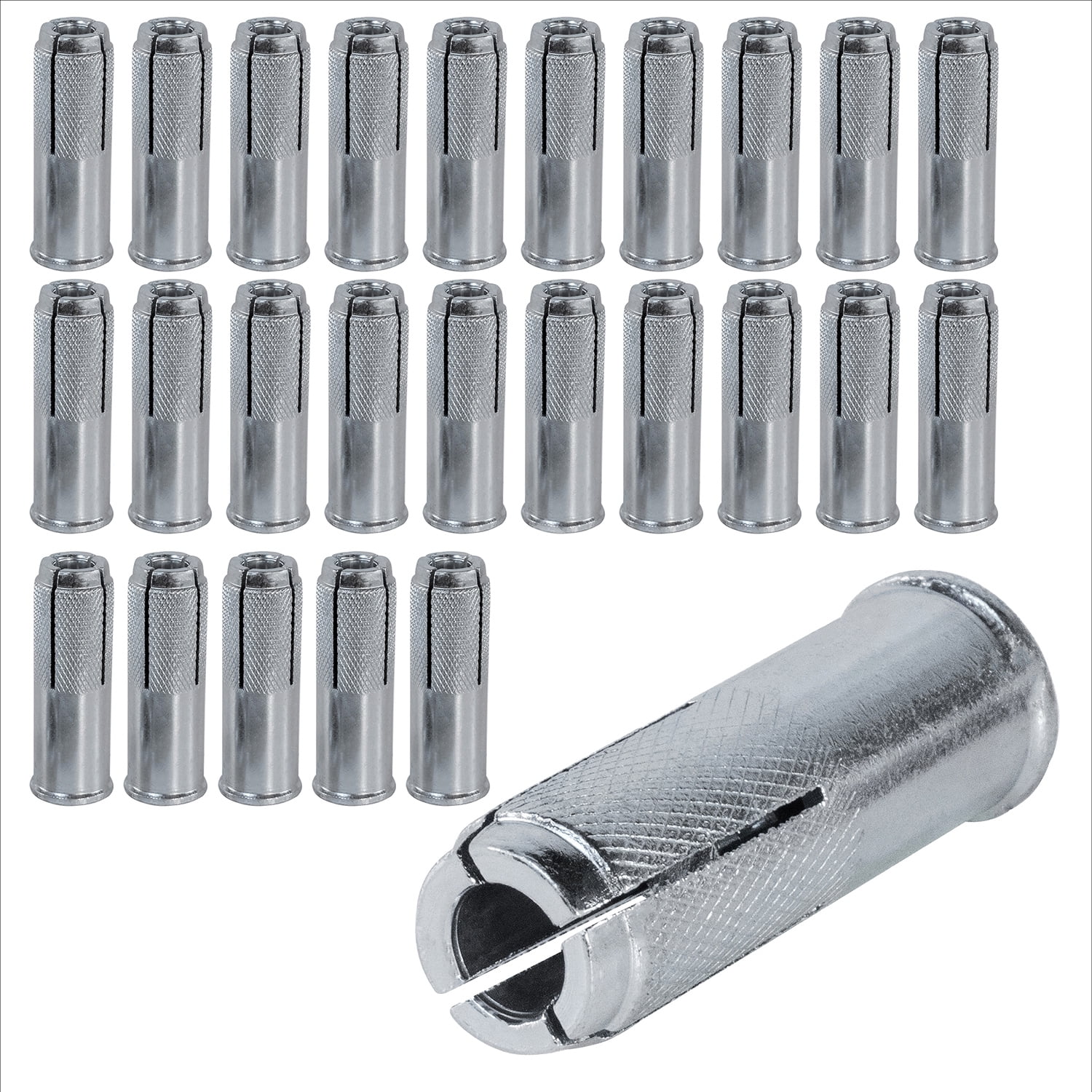 Highcraft 3/4" Drop-In Anchors Zinc Plated Steel, Knurled, 25 Pk