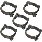 Highcraft Hinged Split Ring Pipe Hanger, 1-1/2 in. Malleable Iron Extension Hanger with 3/8 in. Threaded Rod Fitting for Suspending Tubing 5 Pack