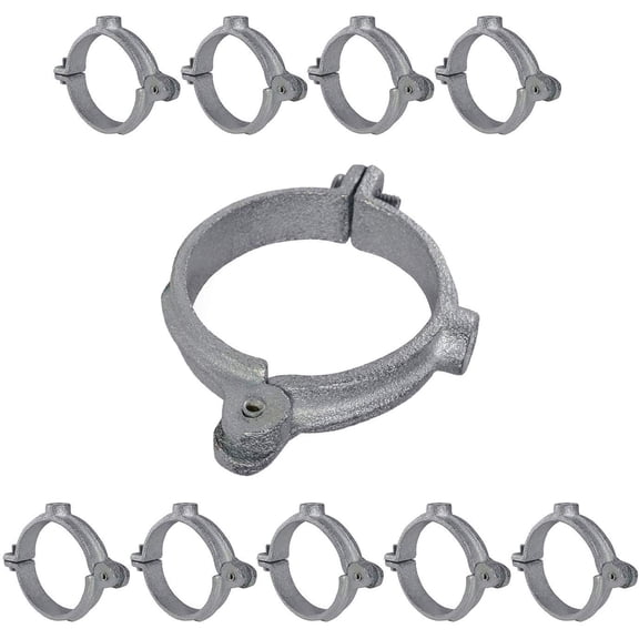 Highcraft Hinged Split Ring Pipe Hanger, 2 in. Galvanized Iron Extension Hanger with 3/8 in. Threaded Rod Fitting for Suspending Tubing (5 Pack)