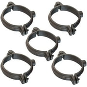 Highcraft Hinged Split Ring Pipe Hanger, 2 in. Malleable Iron Extension Hanger with 3/8 in. Threaded Rod Fitting for Suspending Tubing (5 Pack)