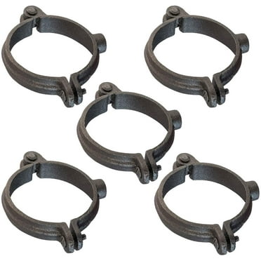 Highcraft Hinged Split Ring Pipe Hanger, 2 in. Malleable Iron Extension Hanger with 3/8 in. Threaded Rod Fitting for Suspending Tubing (5 Pack)