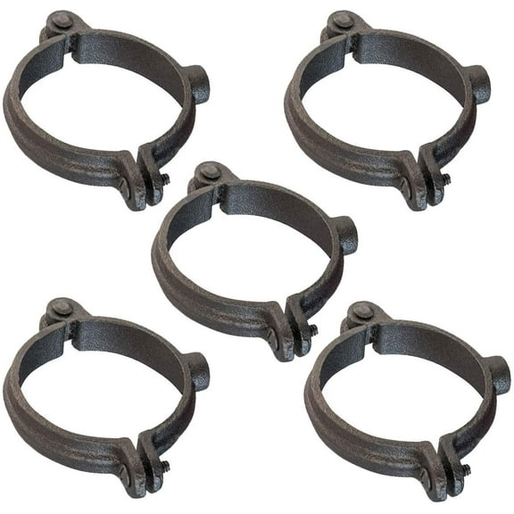 Highcraft Hinged Split Ring Pipe Hanger, 3 in. Malleable Iron Extension Hanger with 7/8 in. Threaded Rod Fitting for Suspending Tubing (5 Pack)