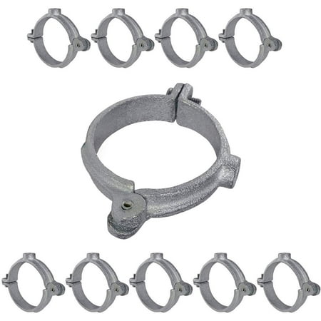 Highcraft Hinged Split Ring Pipe Hanger, 4 in. Galvanized Iron Extension Hanger with 7/8 in. Threaded Rod Fitting for Suspending Tubing (5 Pack)