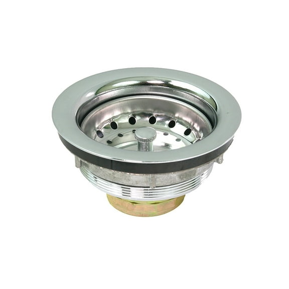 Highcraft Lucky 7 Kitchen Sink 3-1/2 inch Stainless Steel Drain Assembly with Strainer Basket and Water Stopper, Chrome