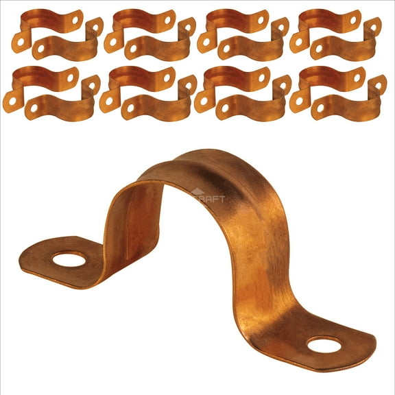 Highcraft Pipe Strap U Bracket 1-1/2" Steel Coated Copper, 50 Pk