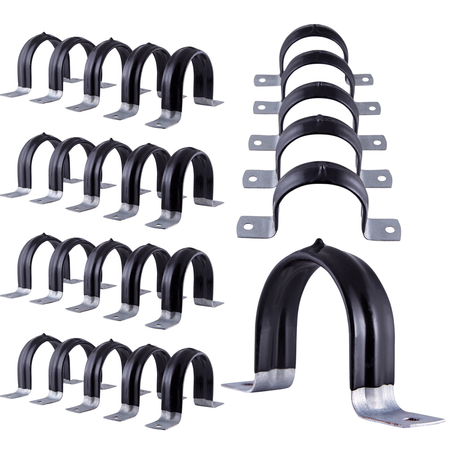 Highcraft Pipe Strap U Bracket, 1-1/2" w/ Plastic Coated Galvanized- 25 Pk