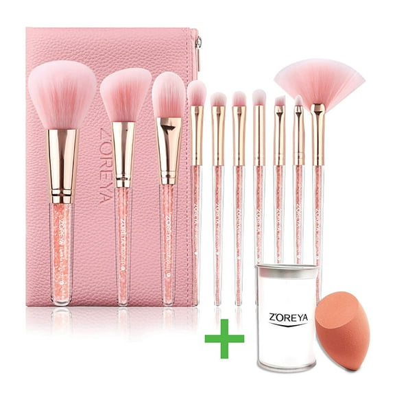 Highend Makeup Brushes Crystal Handle Makeup Brush Set 10pcs Best Make Up Tools Women, Teens, Beginners, Professional Make Up Artist With Best Gift Bundle-free Makeup Sponge Beauty Blender Gift Set