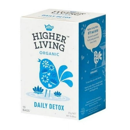 Higher Living, Organic Daily Detox Tea, 15 Count Tea Bags, Pack of 4