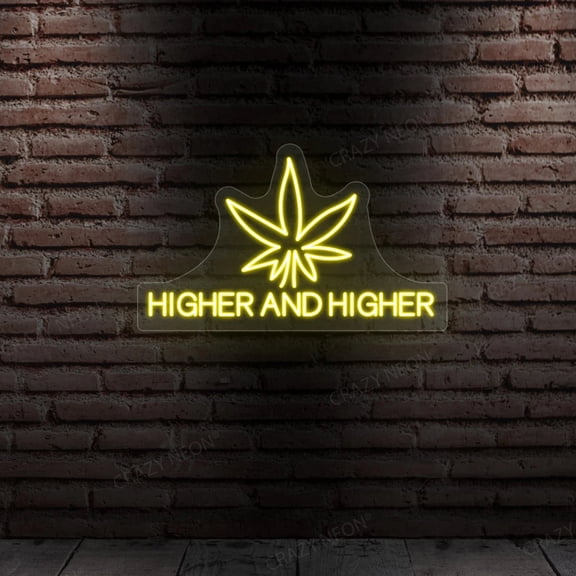 Higher Neon Sign (Green, 38"(W)x23"(H))