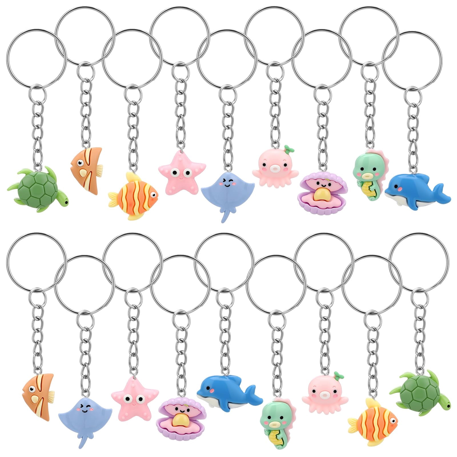 Highergo 100 Pcs Mini Ocean Animals Keychains Resin Sea Decoration ...