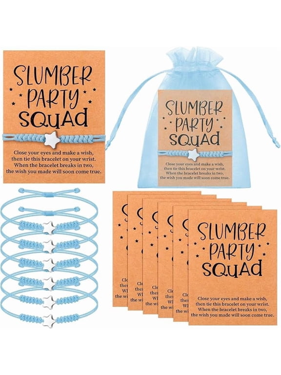 Highergo 6 Pcs Slumber Party Supplies Bracelets for Girls, Star Blue