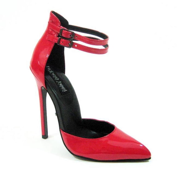 Highest Heel SKY-81-SA-RPAT-6 5 in. Patent Pump with Double Ankle Strap, Red Patent - Size 6