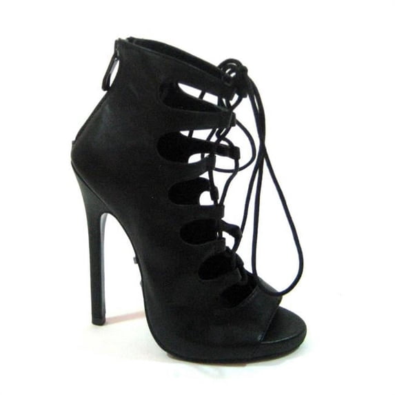 Highest Heel SULTRY-71-SA-BSOF-10 5 in. Bootie with Lace-Up Upper, Black Soft - Size 10