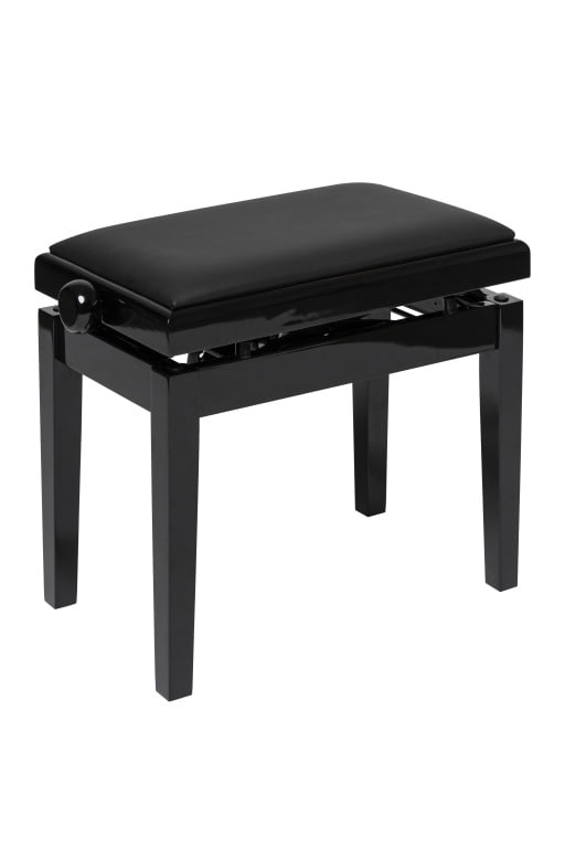 Highgloss black hydraulic piano bench with fireproof black vinyl top