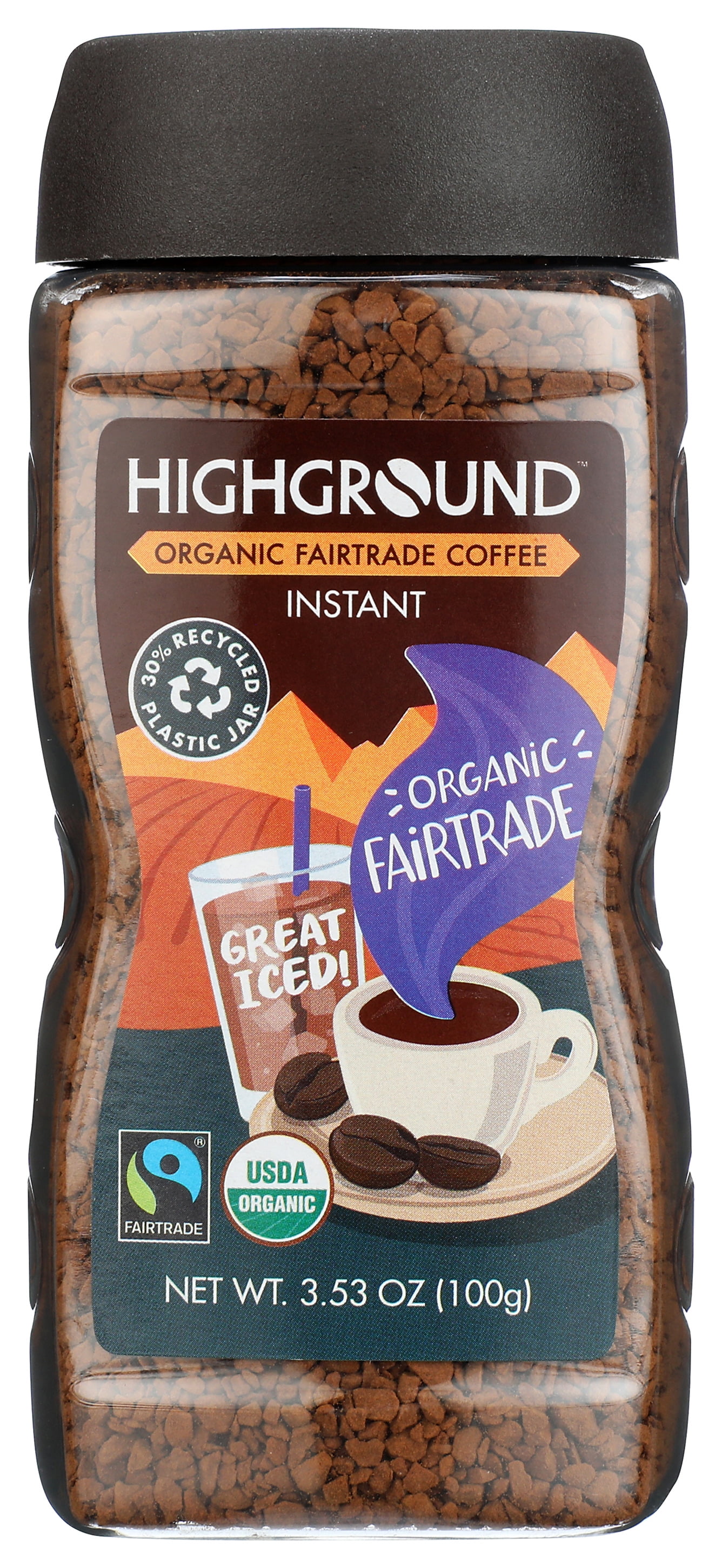 Highground Organic Fairtrade Instant Coffee, 3.53 oz (Pack of 2