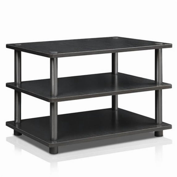 Highkey Easy Assembly 4 Tier Corner TV Stand, Black, Wood
