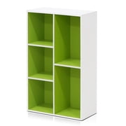 Highkey Reversible Open Shelf 5 Cube Bookcase, Particleboard White Green