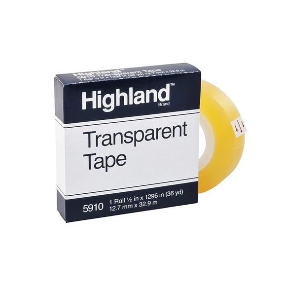 Highland, MMM5910121296, Transparent Light-duty Tape, 1 / Roll, Clear