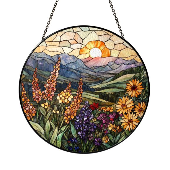 Highland Alpine Meadow Suncatcher Window Hanging Display Item Glass