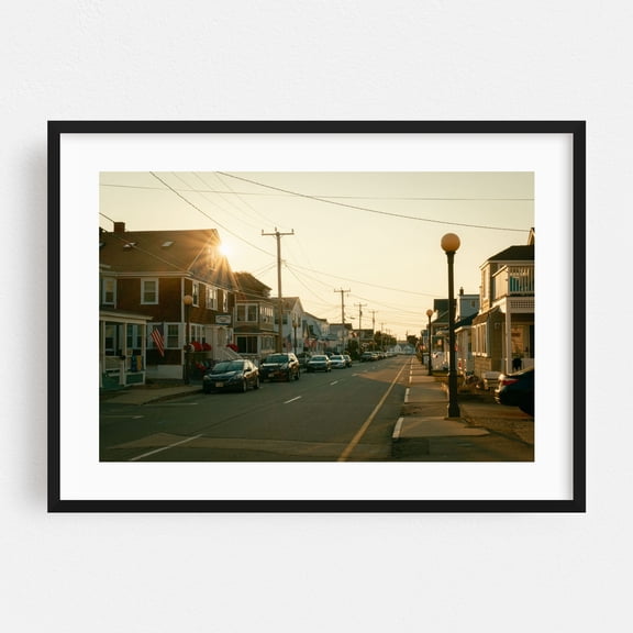 Highland Avenue, Hampton Beach - Hampton New Hampshire Photography Beach House Sunset Coastal Vintage Street Photography Architecture Scenic Black Framed Wall Art Print 5 x 7 inches