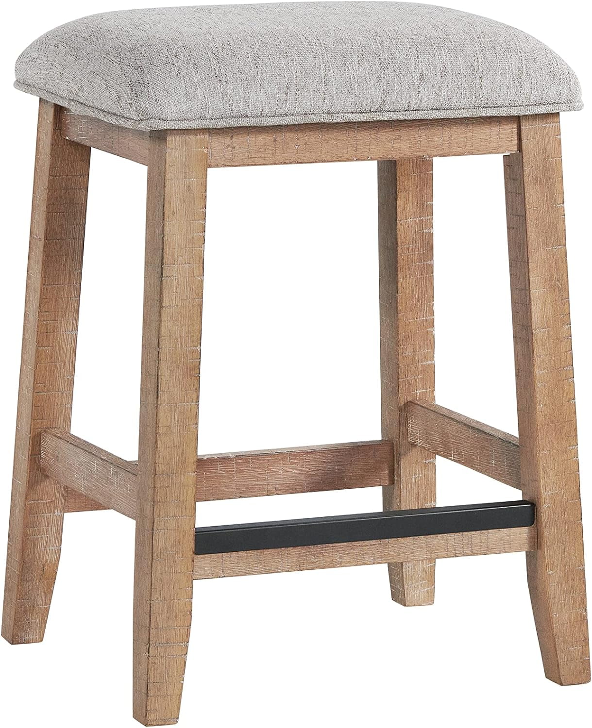 Highland Gray Backless Wood and Metal Bar Stools, Set of 2