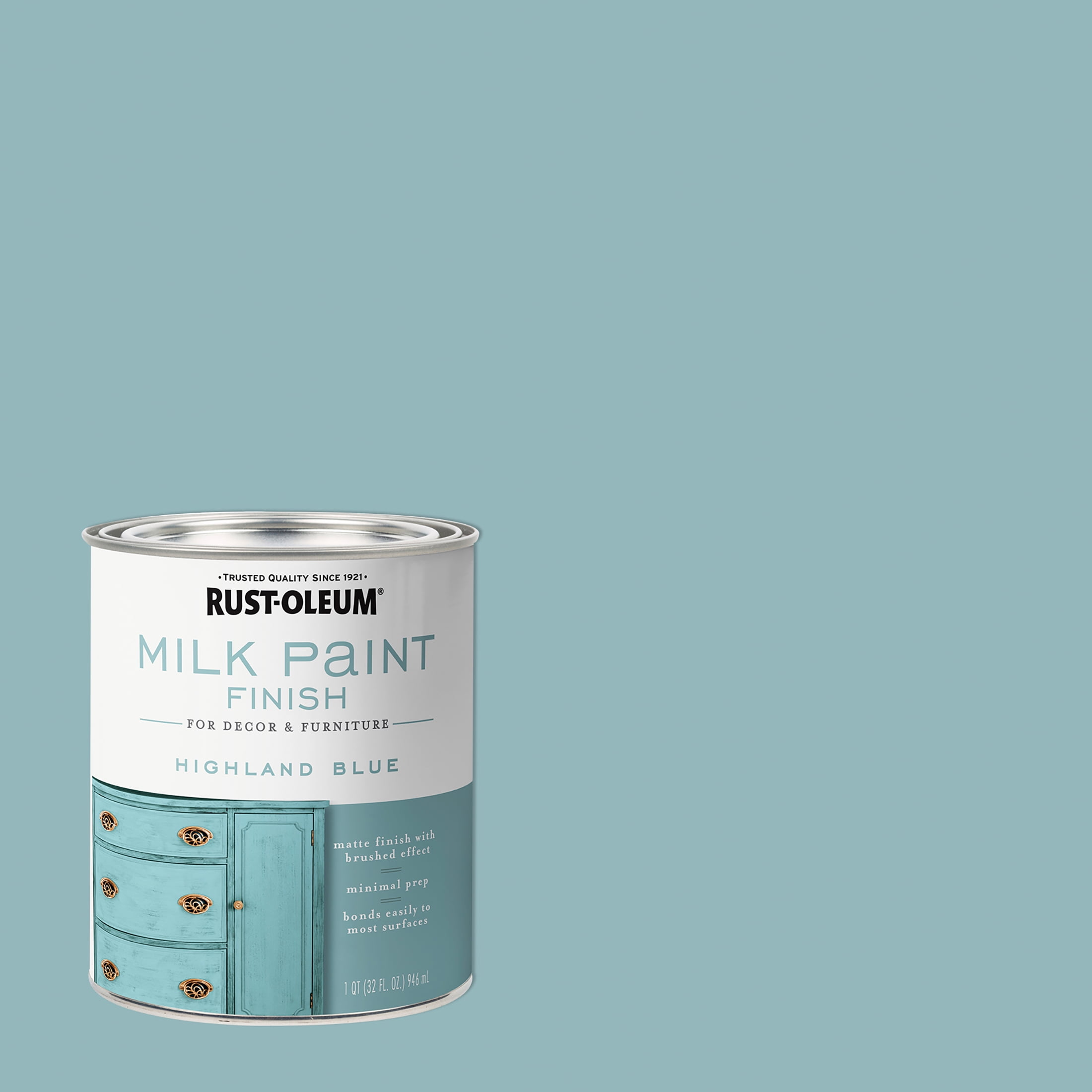 Highland Blue, RustOleum Matte Milk Paint Highland Blue331050, Quart