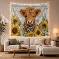 thumbnail image 1 of Highland Calf with Checkered Bandana, Cheerful Farmhouse Style for Animal Lovers, Pastoral Wall Art, Housewarming Gift, Tapestry Wall Hanging for Kitchen and Entryway, 1 of 6