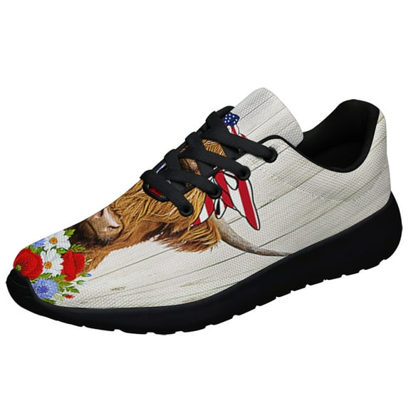 Highland Cattle 4th Of July Highland Cow ish Depends Who You Are Shoes Sneakers Black Size 8.5