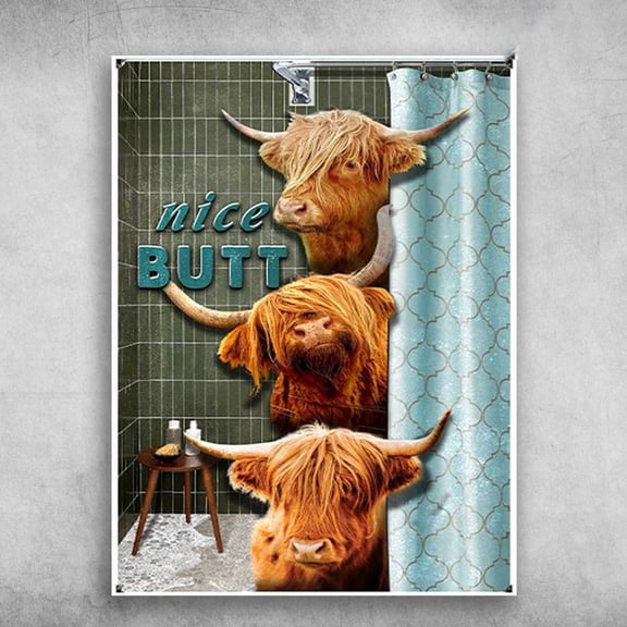 Highland Cattle, Bathroom Poster, Nice Butt 11 x 17 Inch Poster