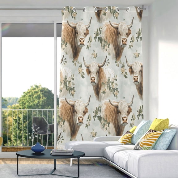 Highland Cattle Blackout Curtains 84"x52" Thermal Insulated Curtain 1 Panel
