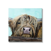 Highland Cattle Farm Animal Face Animals & Insects Painting Gallery Wrapped Canvas Print Wall Art