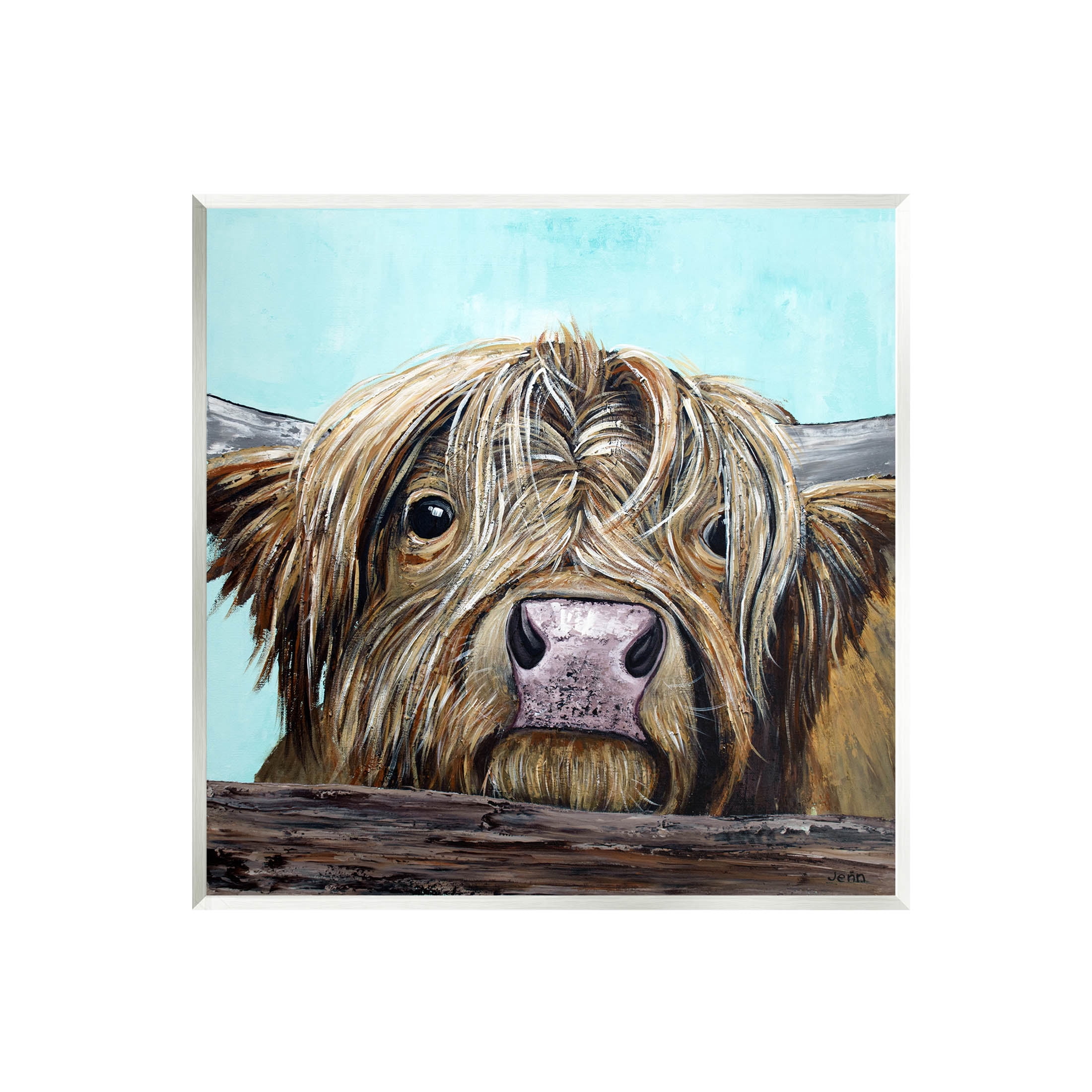 Highland Cattle Farm Animal Face Animals & Insects Painting Unframed Art Print Wall Art