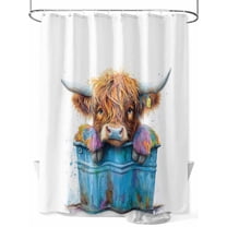 Highland Cattle Shower Curtain, Farmhouse Cow Funny Animal Waterproof Shower Curtain Set with 12 Hooks Lightweight Washable Fabric Shower Curtains for Bathroom 72x78 Inches