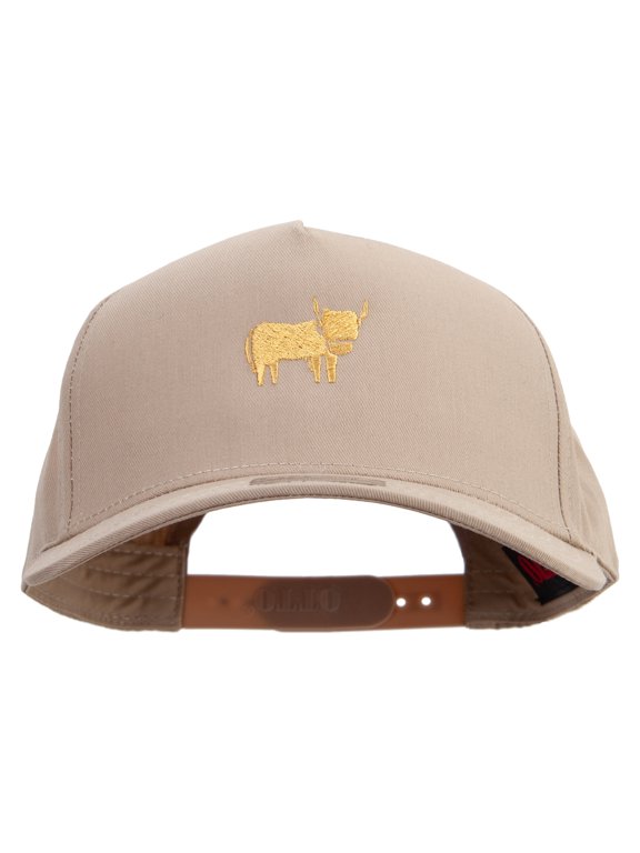 Highland Cattle Solid Cotton Twill 5 Panel Prostyle Snap Cap - Khaki OSFM