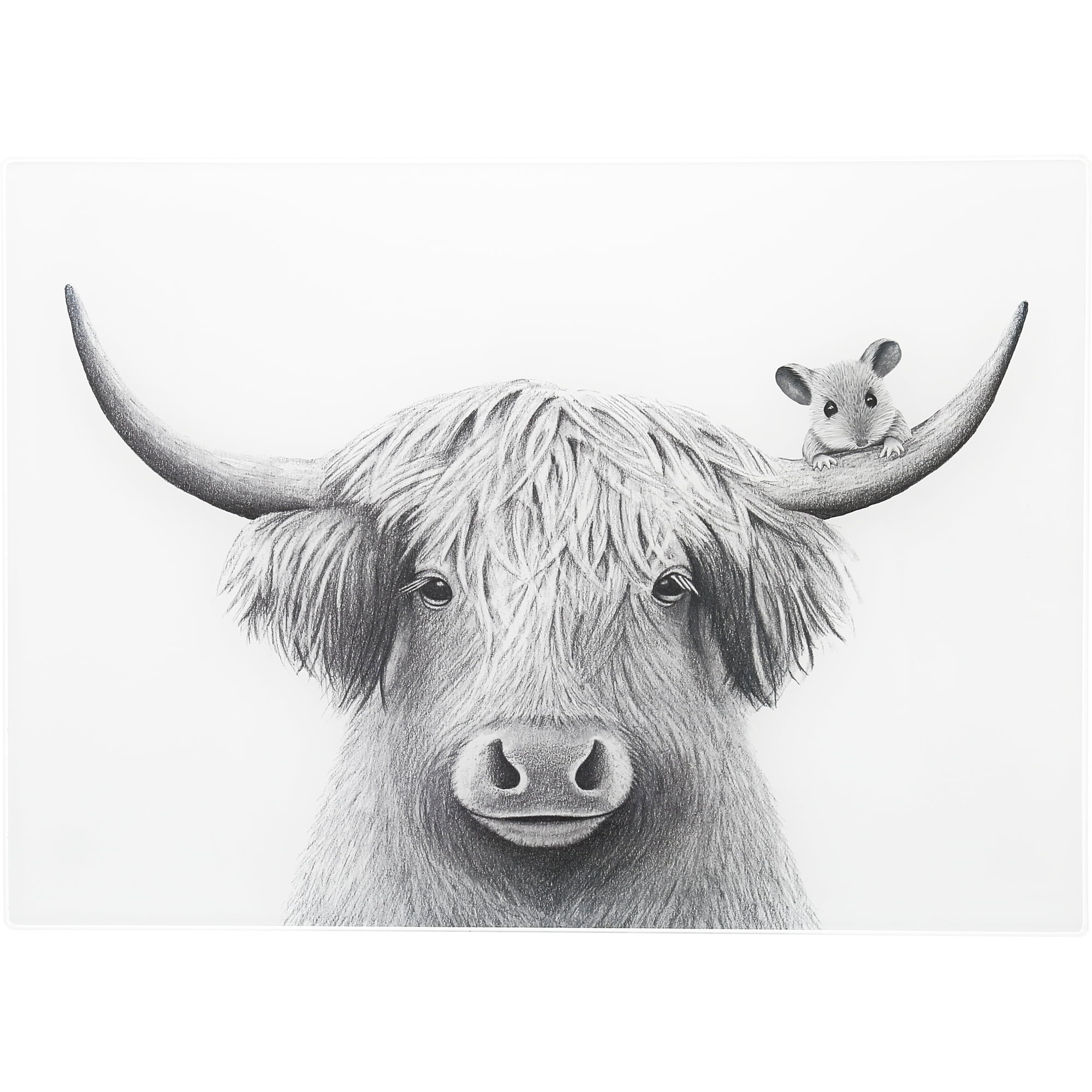 Pavilion Gift Company - Highland Cow - 13.75" x 9.75" Glass Cutting Board