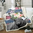 thumbnail image 1 of Highland Cow 50"x60" Throw Blanket ,Blue Denim Fleece Blanket Pink Checkered Buffalo Plaid Blanket Longhorn Bull Blankets,Cattle Farm Animals Farmhouse Wildlife Western Decor, 1 of 6
