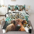 thumbnail image 1 of Highland Cow 7 Piece Comforter Set Full Bed in a Bag,Teal Brown Leopard Print Bedding Sets Farmhouse Longhorn Bull Cattle Sheet Set with Comforter Farm Animals Western Decor, 1 of 6