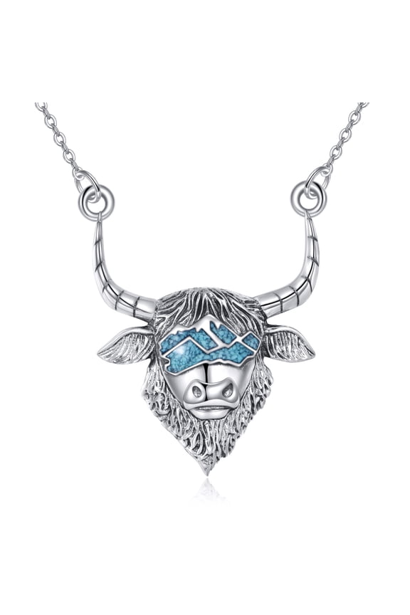 Highland Cow 925 Sterling Silver Necklace Cattle Pendant Mountain Jewelry Gift for Women Men Birthday Christmas