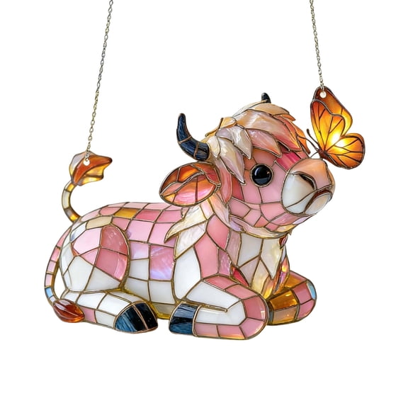 Highland Cow Acrylic Hanging Decor, 2D Flat Colorful Window Hanger, Lightweight Ornament, Perfect for Farmhouse Home Window Patio Porch Indoor Outdoor Wall Decor Accents